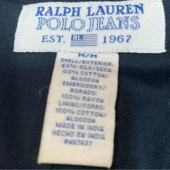 Vintage RALPH LAUREN Silk Blend Exquisite Beaded Smokey Black Button Blazer M